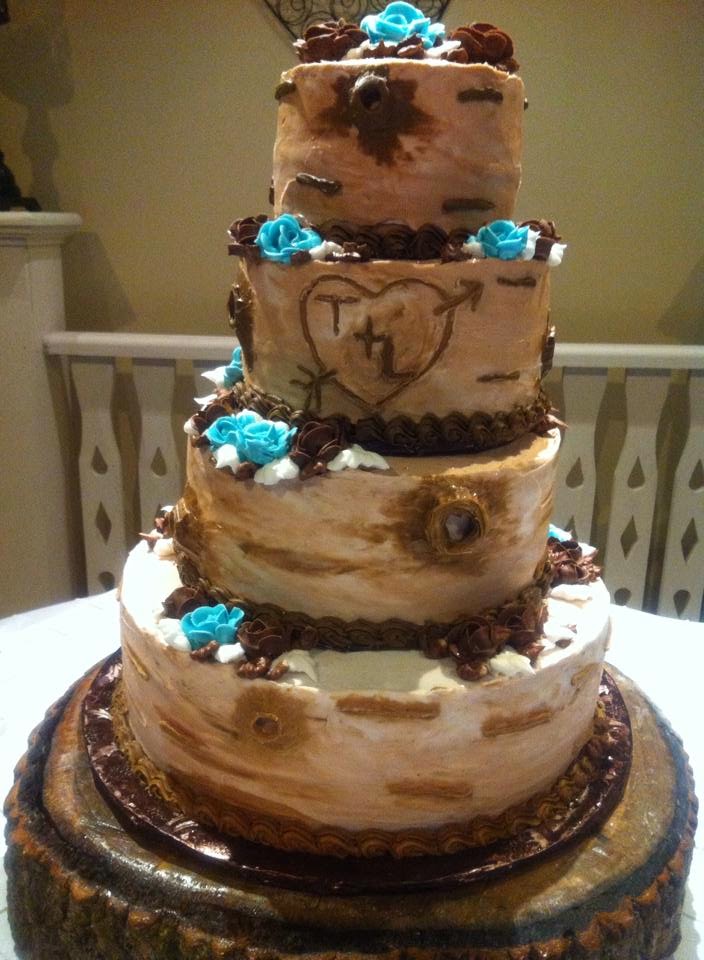 Rustic Wedding Cake That Looks Like Tree Bark