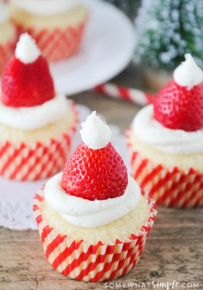 Santa Hat Cupcakes