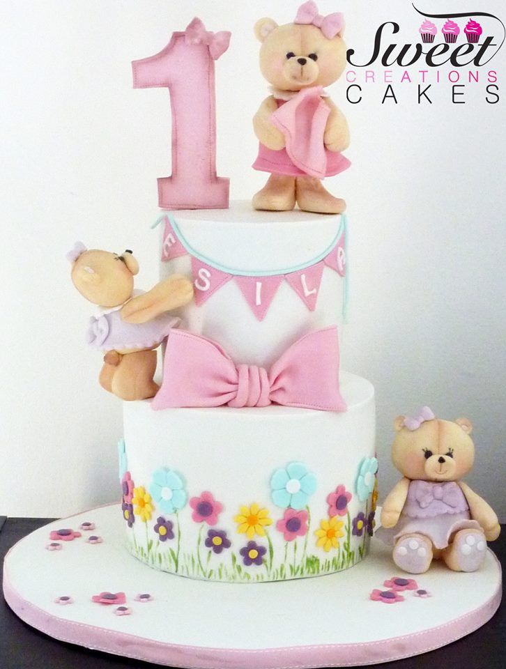 13 Photos of Girl First Birthday Cakes For Bear