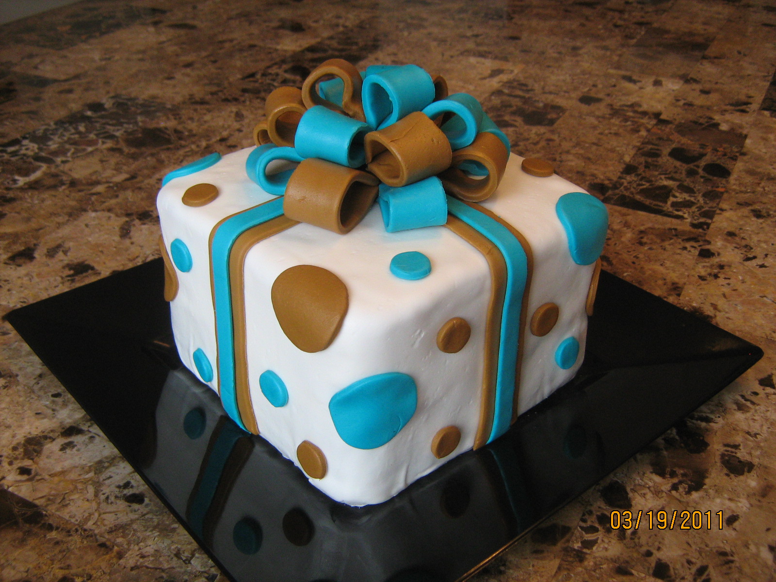 Square Birthday Cake with Bows