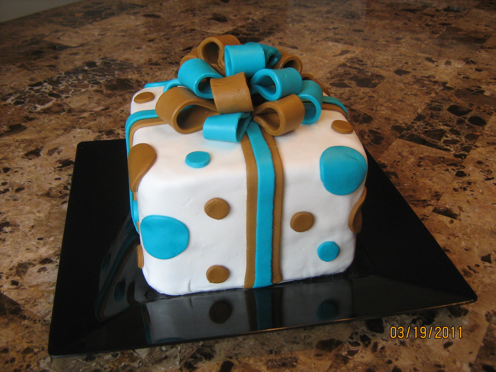 Square Birthday Cake with Bows