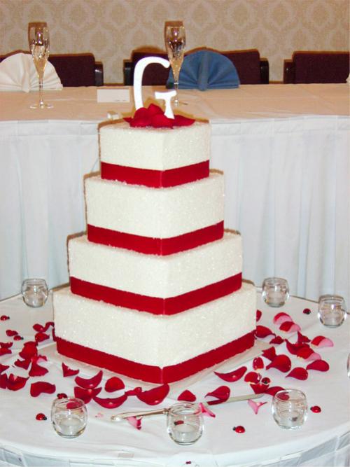 Square Wedding Cakes with Red