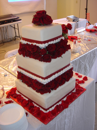 Square Wedding Cakes with Roses