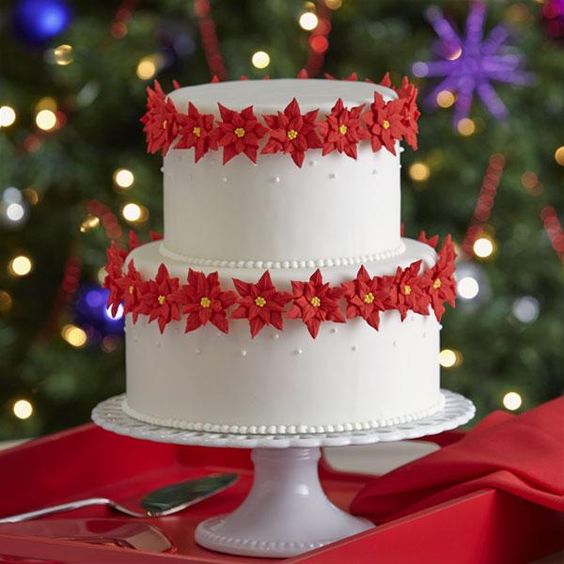 Two Tier Elegant Buttercream Christmas Cakes