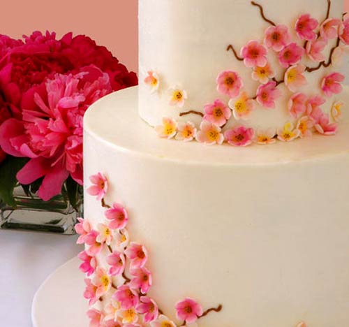 Wedding Cake with Cherry Blossoms