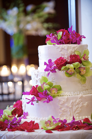 Wedding Cake with Fresh Flowers