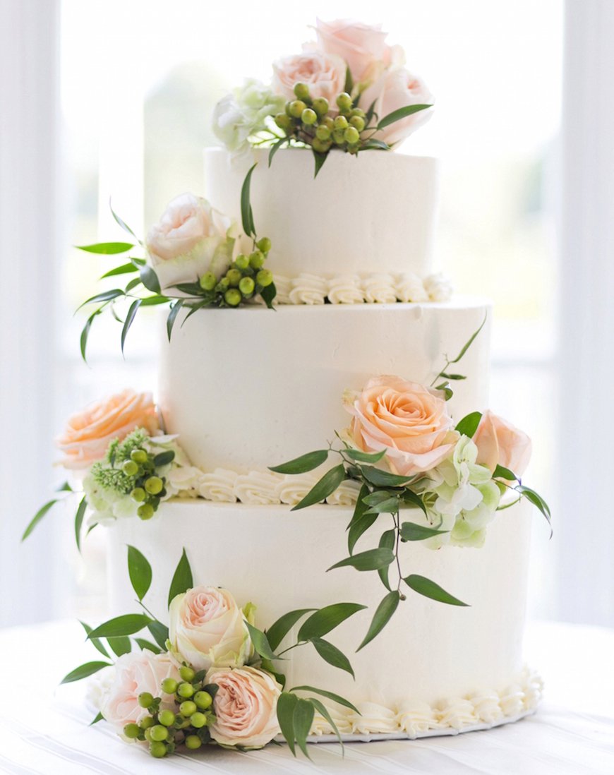 Wedding Cake with Fresh Flowers