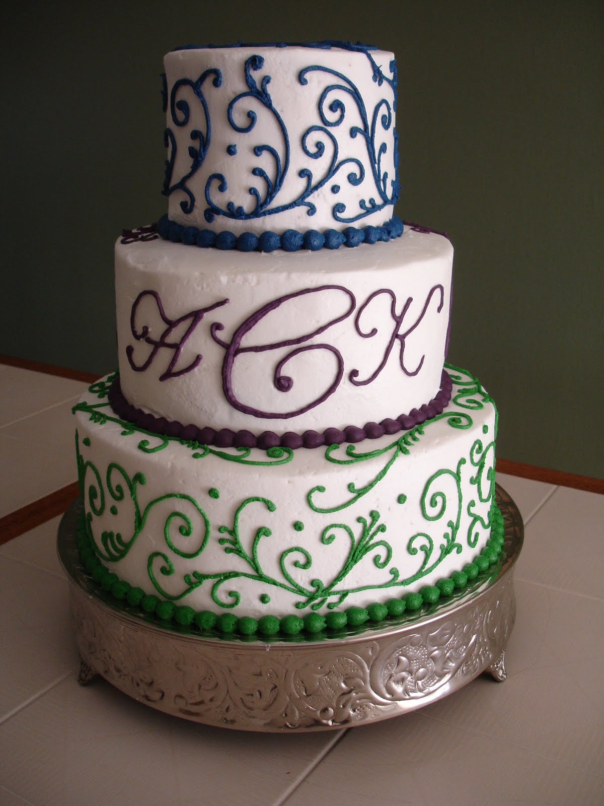 8 Wedding Cakes With Swirl Designs Photo Blue And White Square