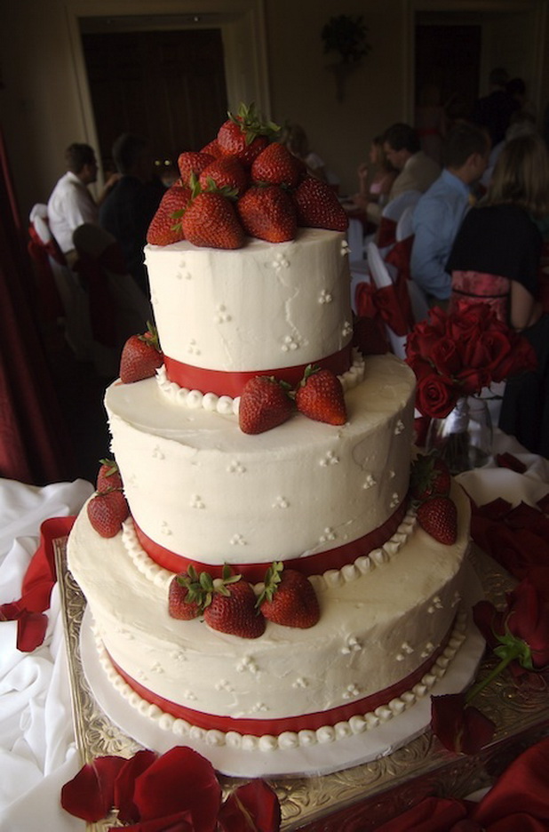 White Wedding Cake with Strawberries