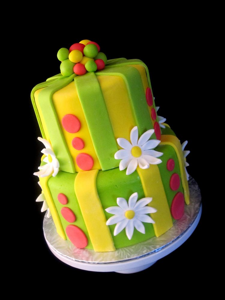 Yellow and Pink Birthday Cake