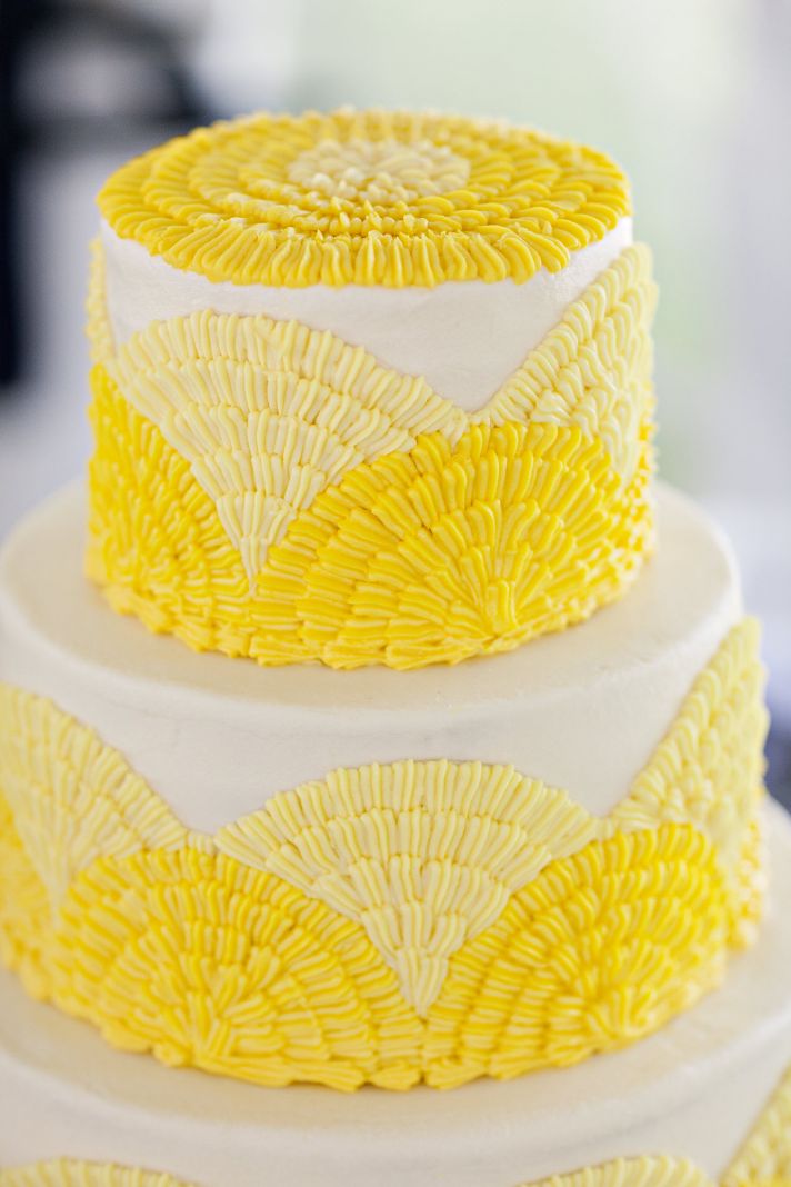 Yellow and White Wedding Cake