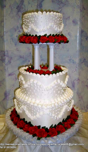 3 Tier Heart Wedding Cake