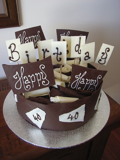 9 Photos of 40th Birthday Cakes Chocolate Pieces