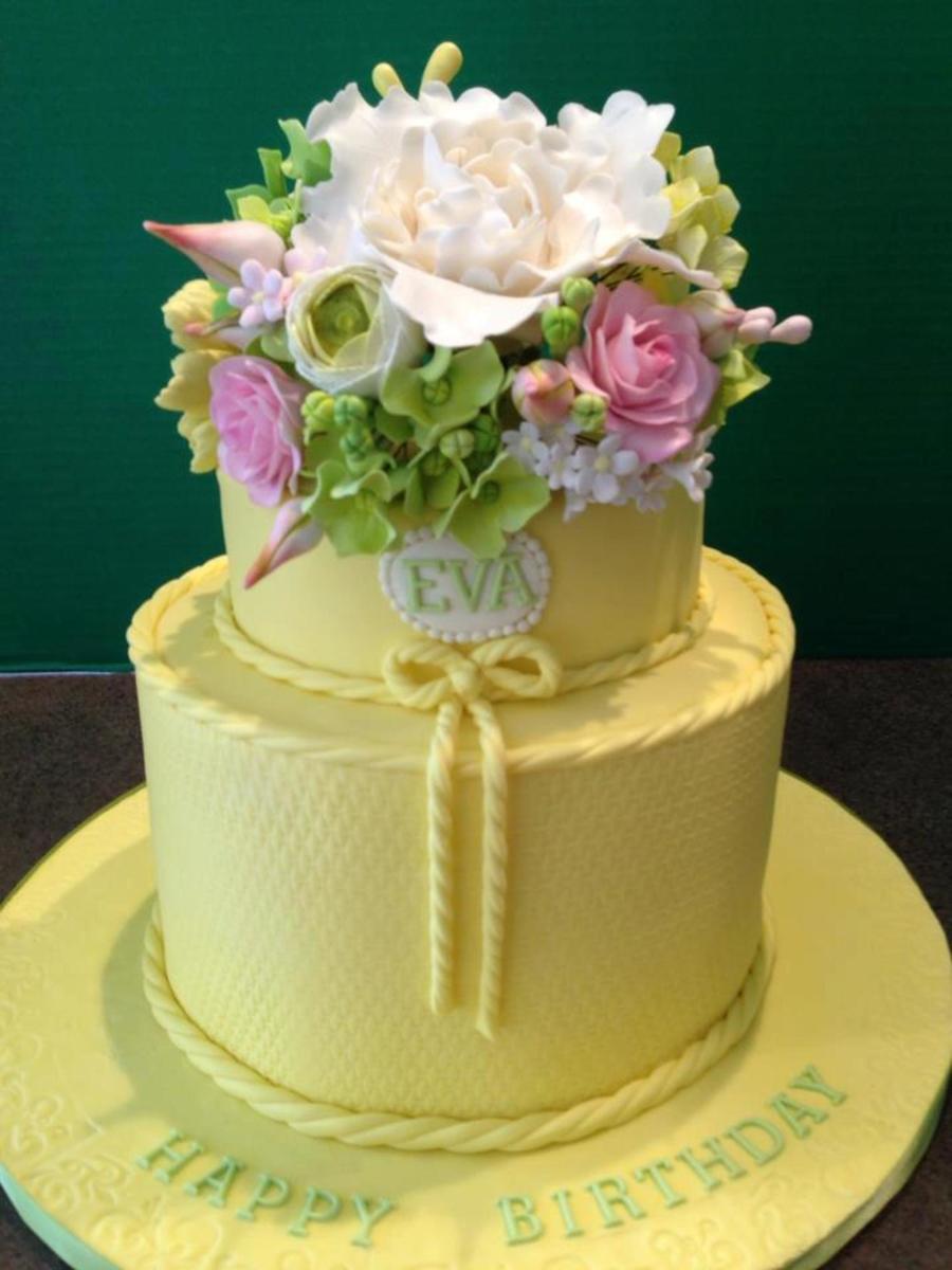 80th Birthday Cake with Flowers