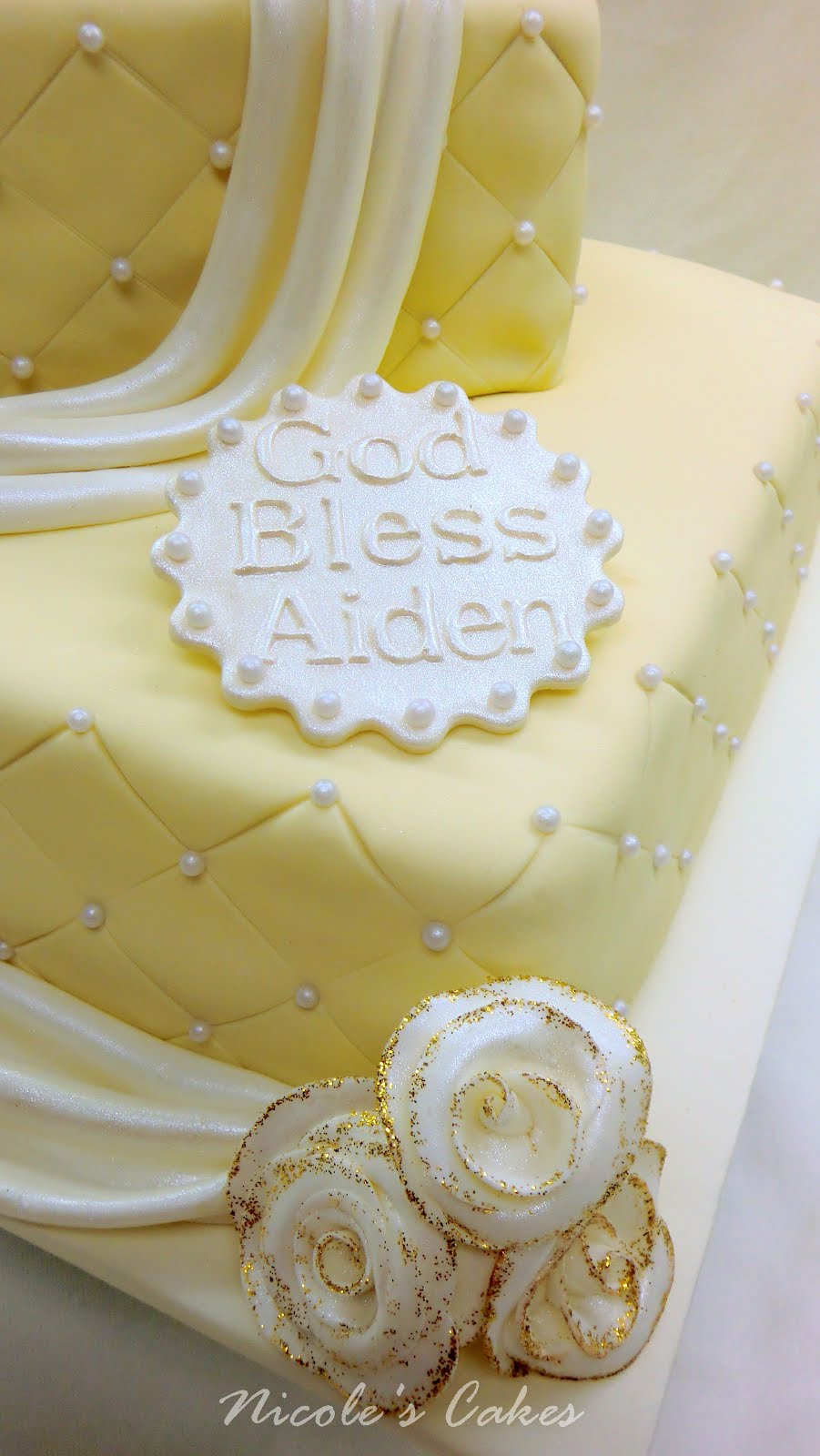 Baptism Cakes Ivory and Pearls