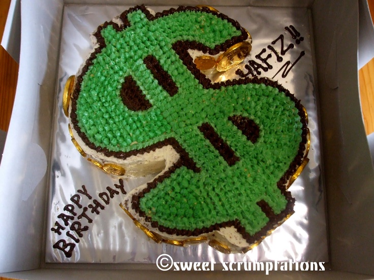 Birthday Cake with Dollar Sign Money