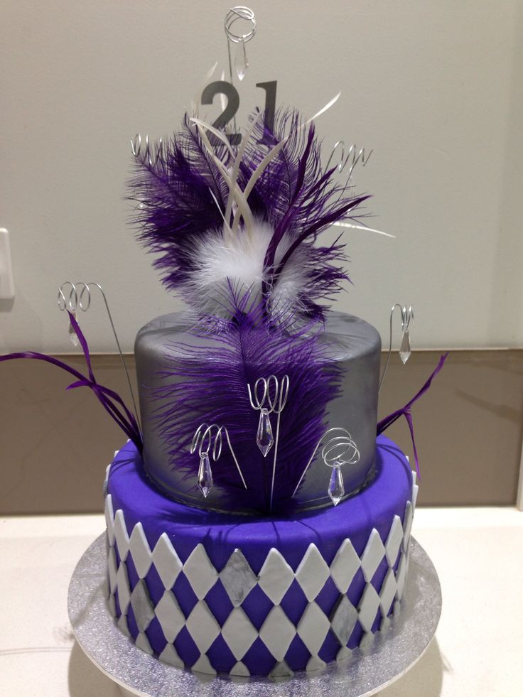 Birthday Cake with Purple Diamonds