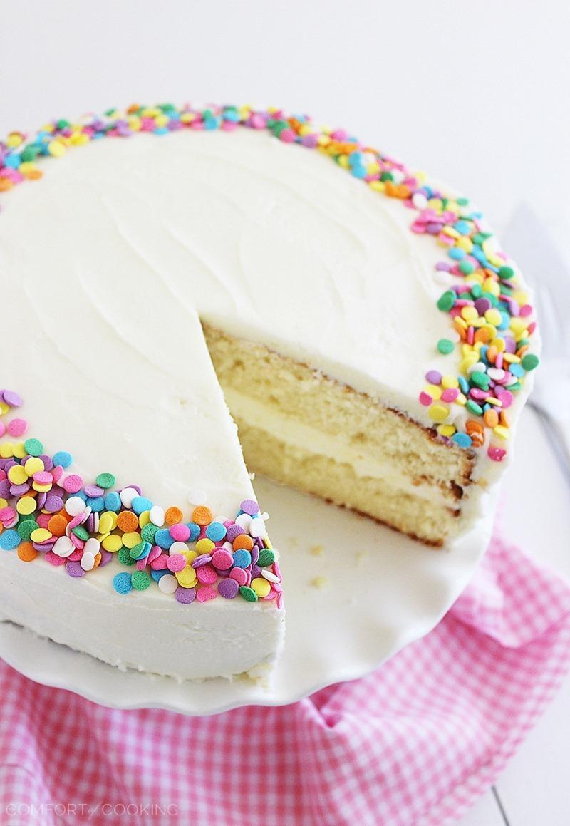 Birthday Cake with Vanilla Frosting