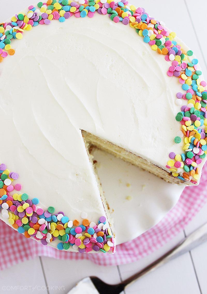 Birthday Cake with Vanilla Frosting