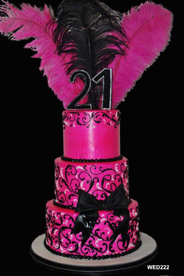 Black and Pink Birthday Cake