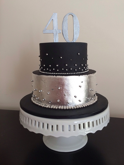 Black and Silver Birthday Cake