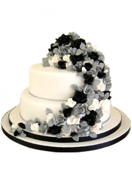 Black White Silver Wedding Cake