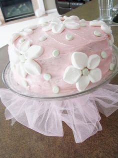 Cake Decorated with Marshmallows