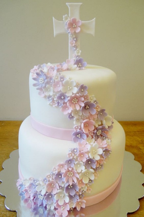 Flower First Communion Cakes for Girls