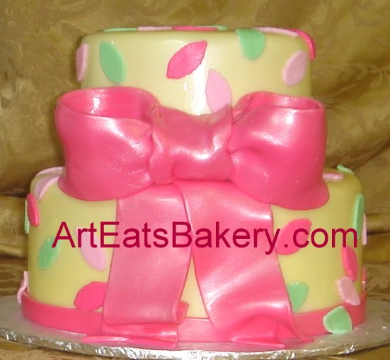 Green Yellow and Pink Girl Birthday Cake