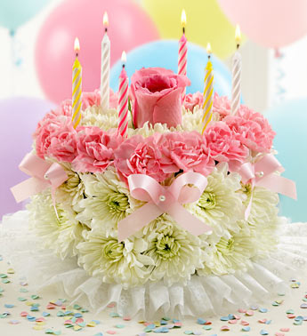 Happy Birthday Flowers Cake