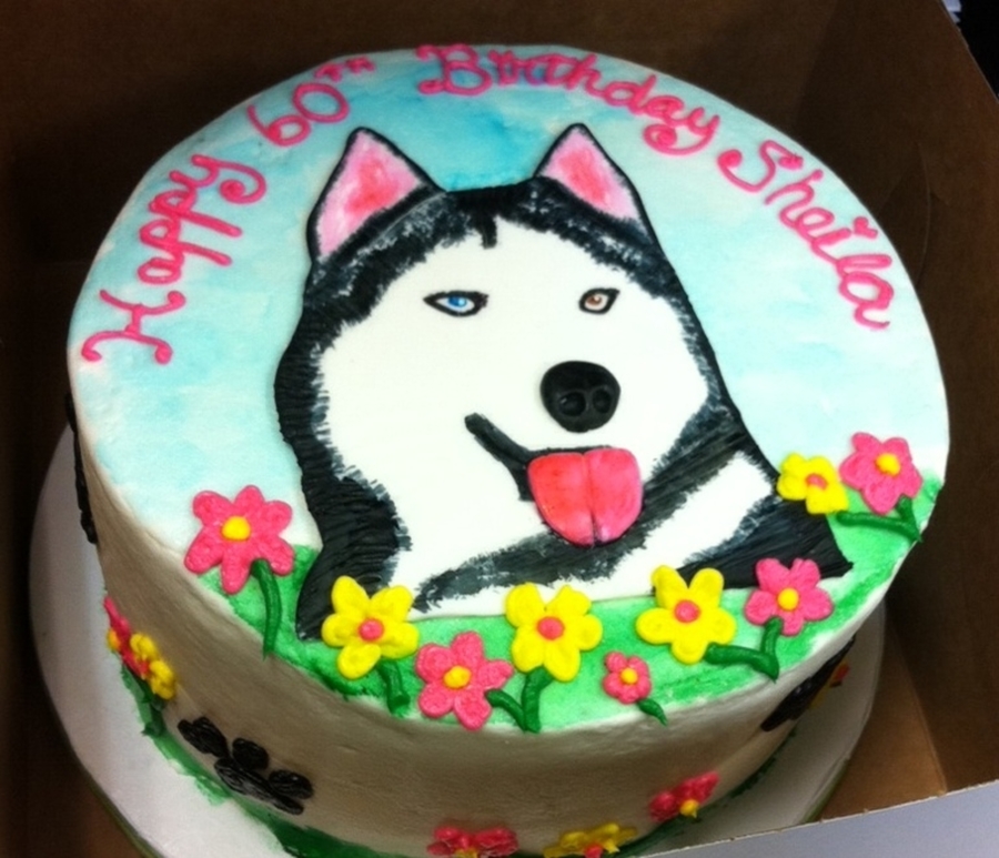 Husky Dog Birthday Cake