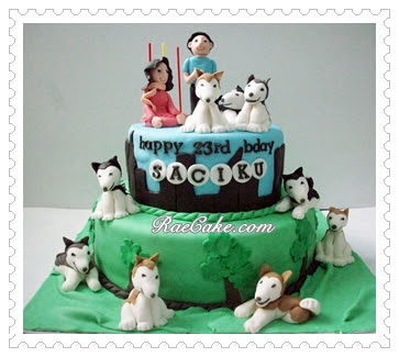 Husky Dog Happy Birthday Cake