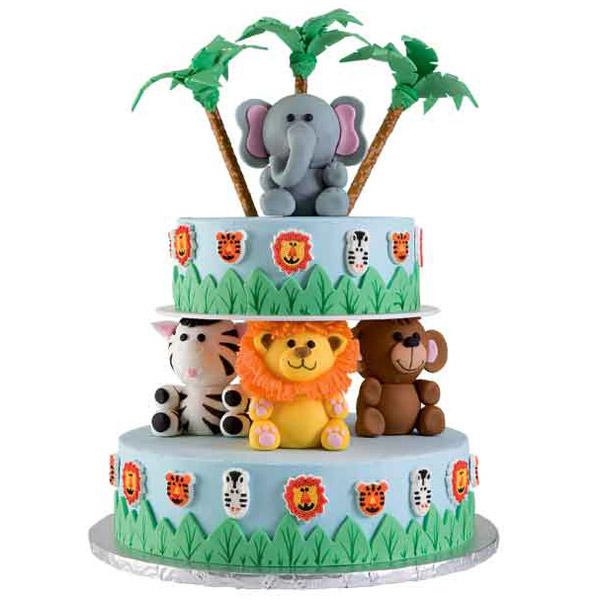 Jungle Animal Theme Birthday Cakes