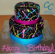 Neon 80s Birthday Cake