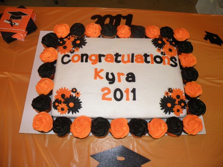 Orange and Black Graduation Cake