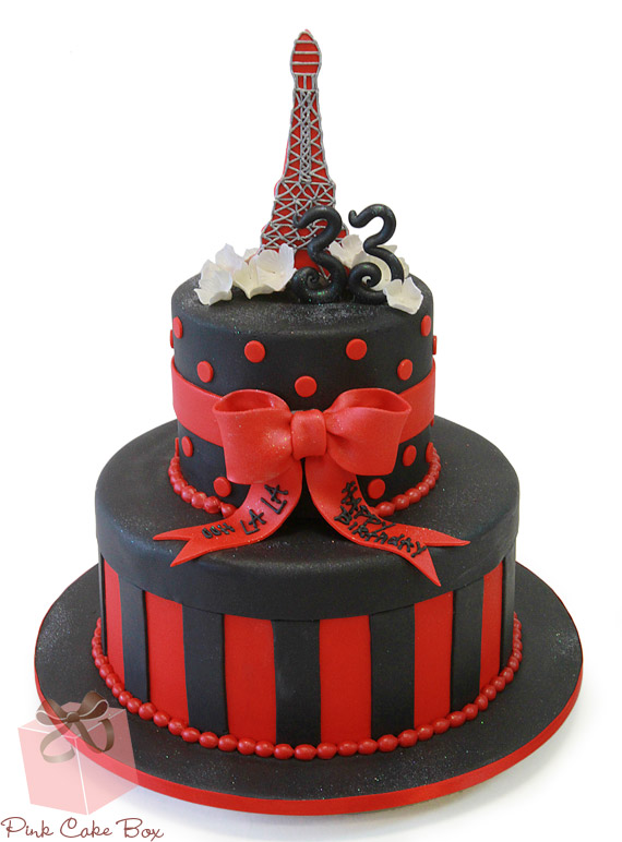 Paris Theme Birthday Cakes Red Black