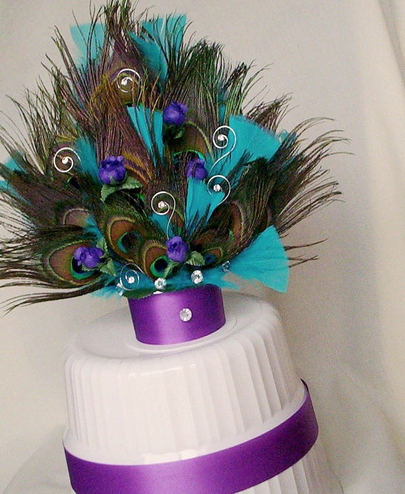 Peacock Wedding Cake Topper