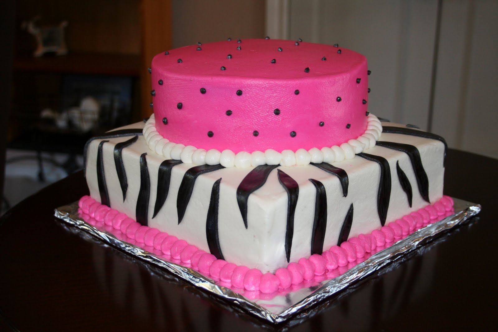 Pink and Black Zebra Birthday Cake