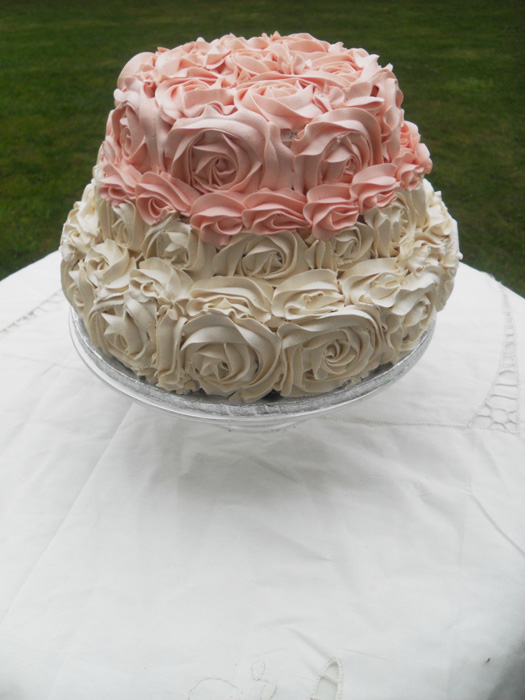 Pink and Cream Wedding Cake