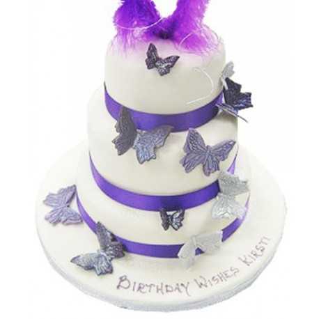 Purple Butterfly Birthday Cake