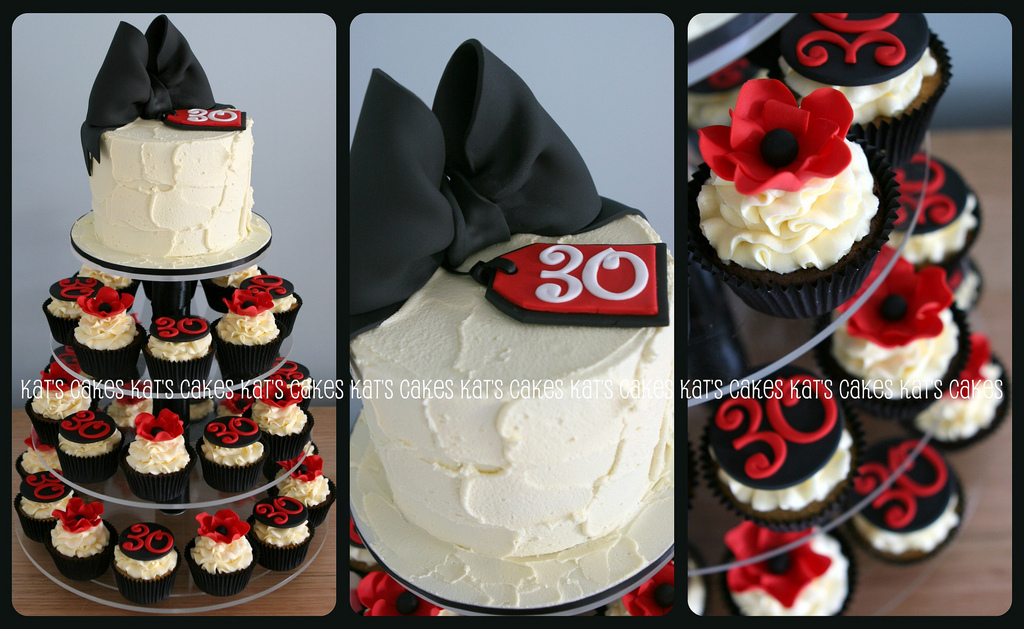 Red and Black 30th Birthday Cake