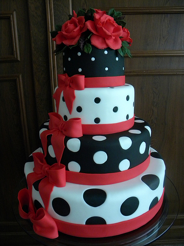 Red and Black Polka Dot Cake