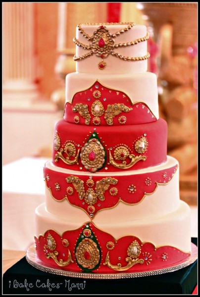 Red and Gold Indian Wedding Cake