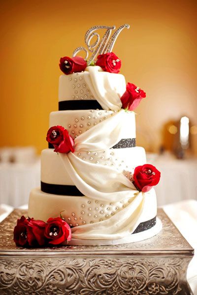 Red and White Wedding Cake