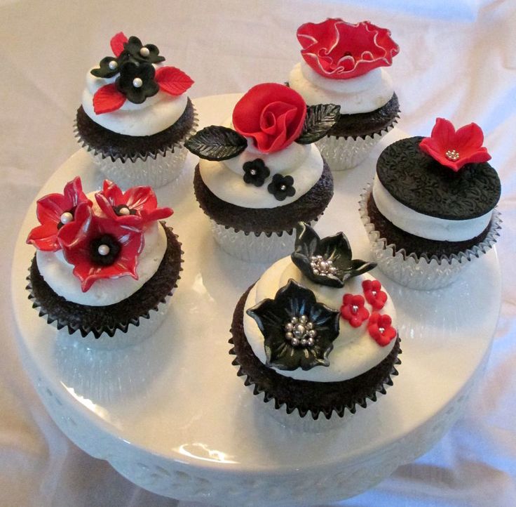 Red White and Black Cupcake Cake