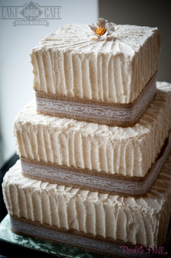 Rustic Wedding Cake with Burlap and Lace