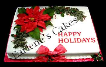 Sheet Cake with Poinsettias Christmas