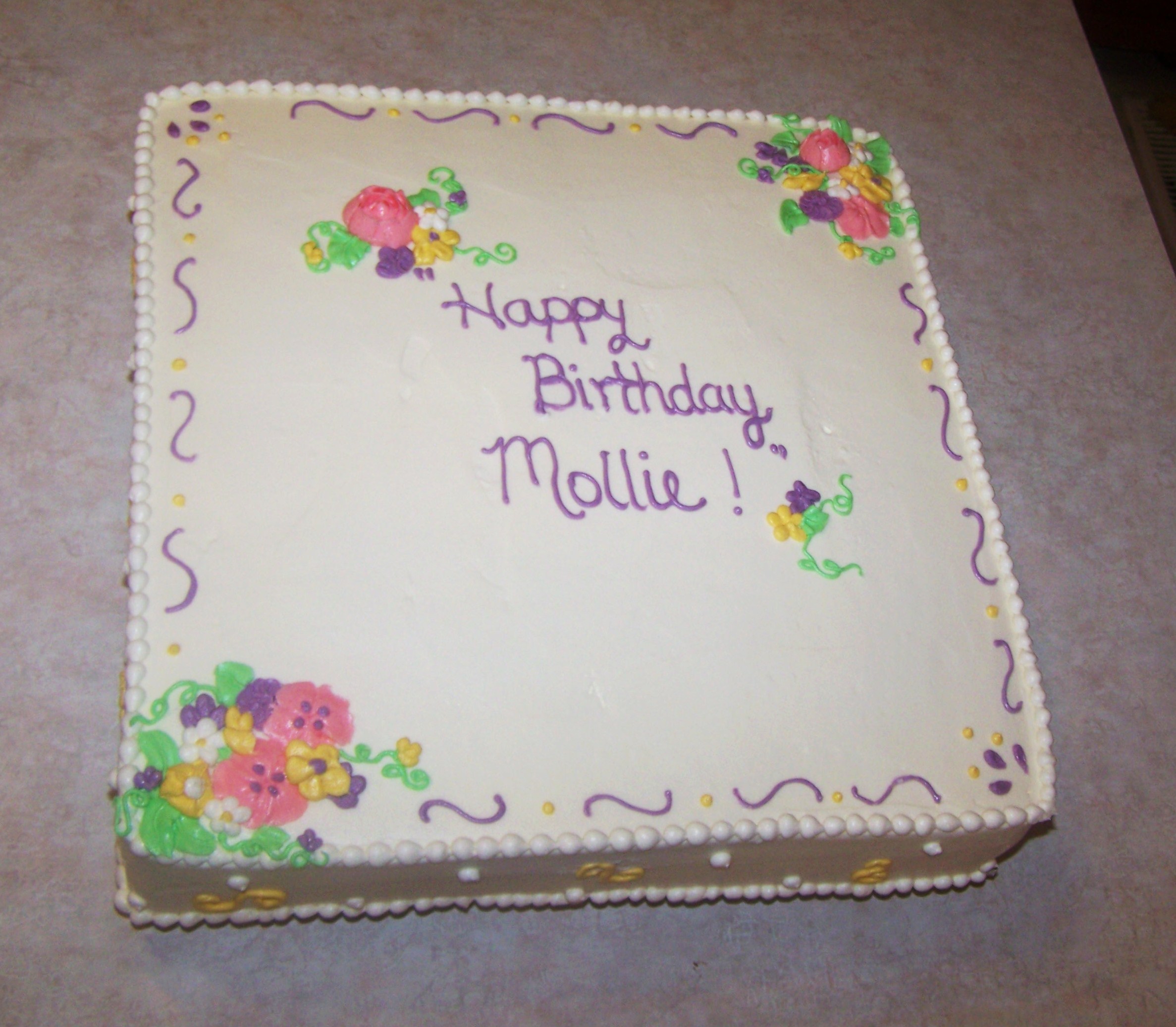 Square Birthday Cakes with Flowers