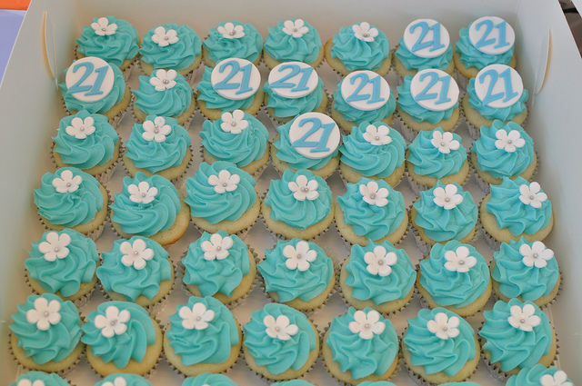 Turquoise and White Cupcakes