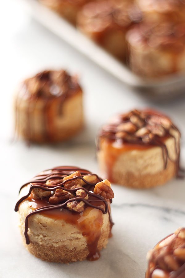 Turtle Mini Cheesecakes with Graham Cracker Crust